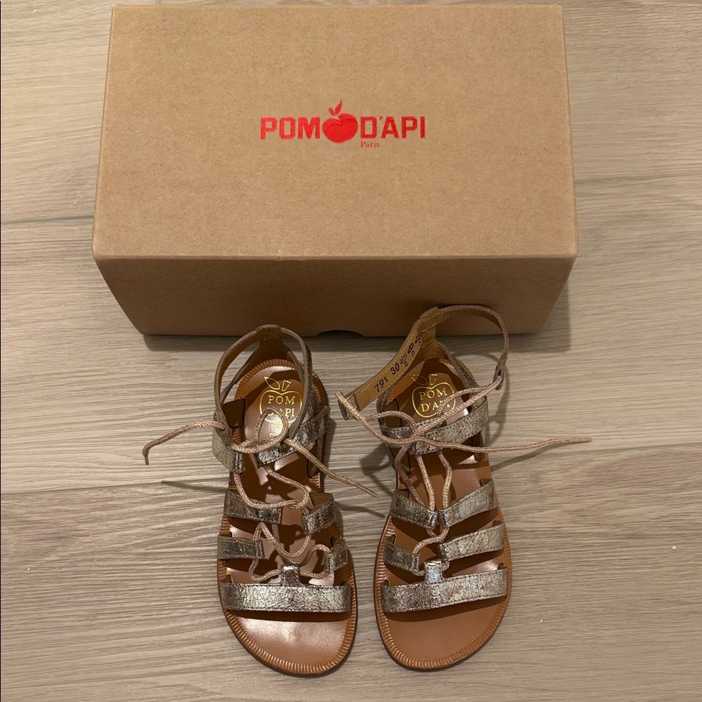 Pom D'Api Metallic Leather Gladiator Sandals - Gold/Shimmer